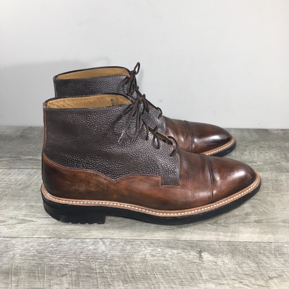 Scarpe di Bianco Brown Italian Leather Dress Men’s Luxury Shoes Boots Size 9